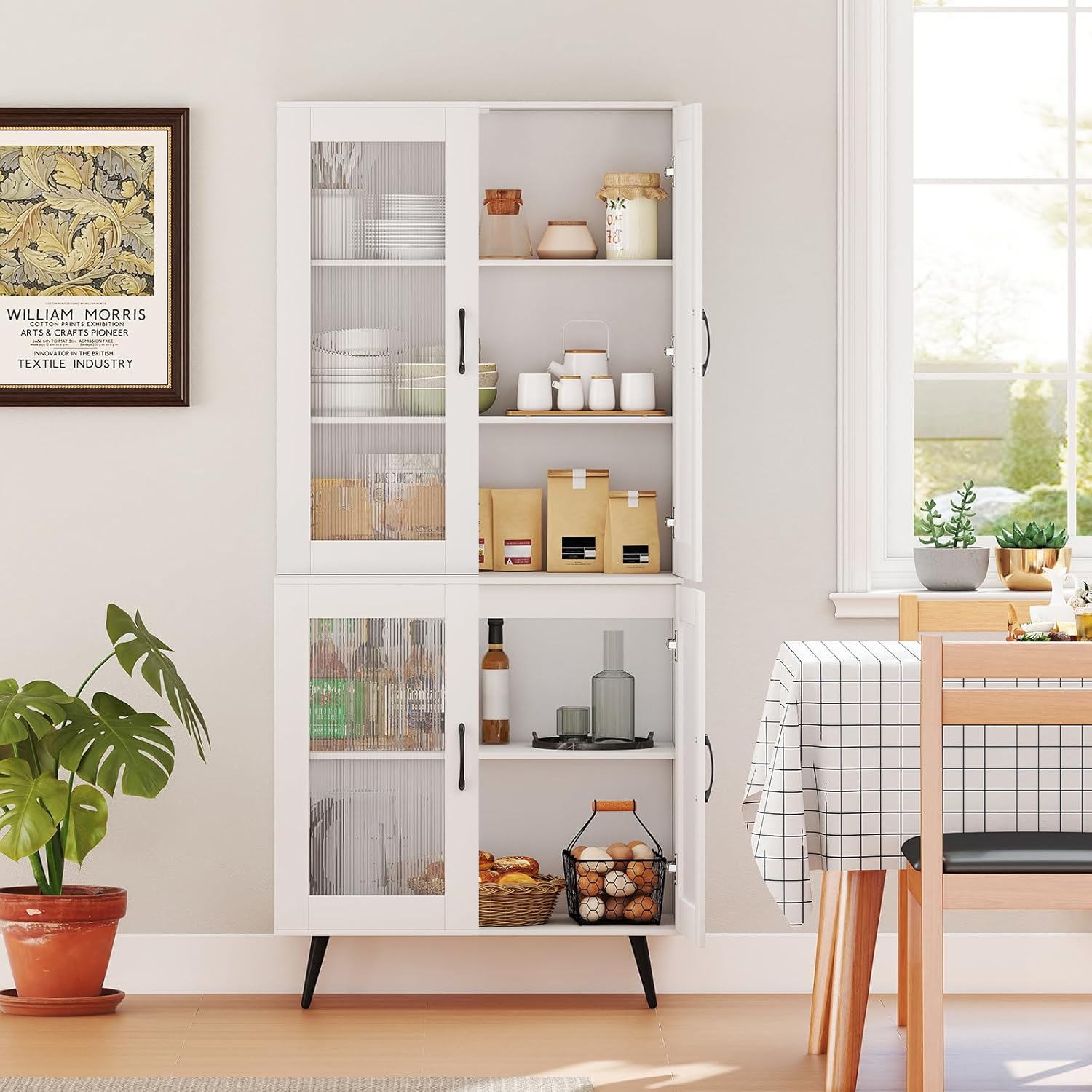 Tidyard Credenza Bianca In Legno Multistrato – Libreria A 3 Ripiani, Mobile Buffet Da Cucina, 69,5x32,5x90 Cm, Per Soggiorno E Ufficio