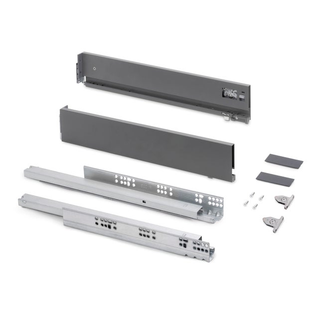 Emuca Tiroir extérieur Vertex avec réglages 3D hauteur 93mm, 40kg, profondeur 270mm, Acier, Gris anthracite