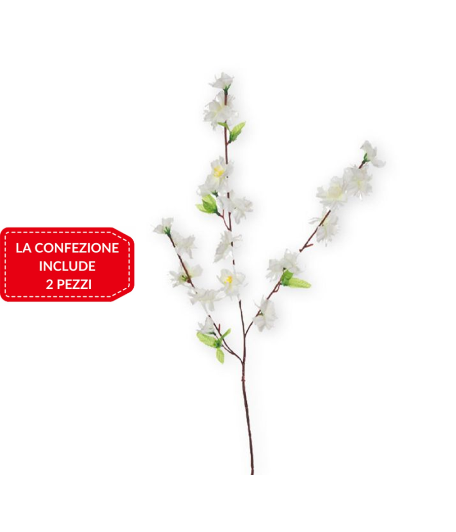 3 Rami Di Fiori Di Pesco Artificiali - Decorazione Bianca Per Casa E Balcone - Foto 3
