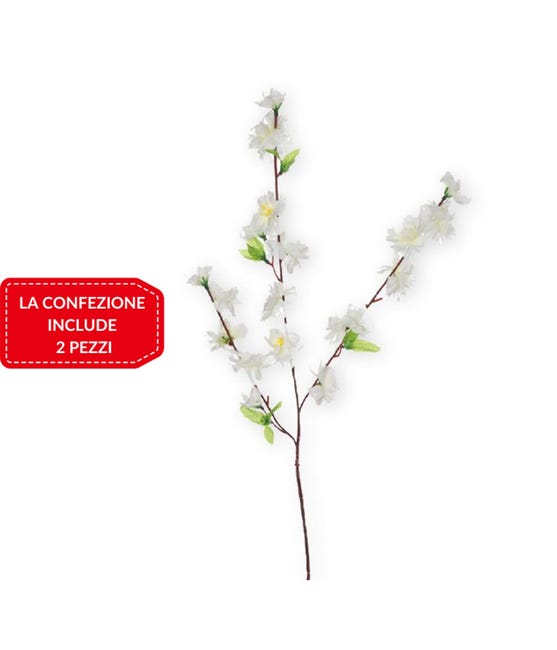 3 Rami Di Fiori Di Pesco Artificiali - Decorazione Bianca Per Casa E Balcone - Foto 3