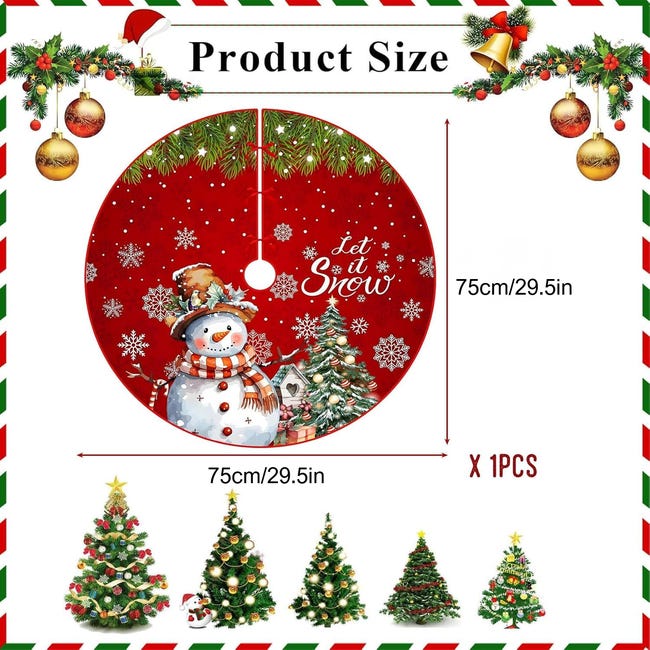 Gonna Per Albero Di Natale Con Babbo Natale E Cervo 90 Cm - Morbido Poliestere, Decorazione Natalizia Con Lacci, Tappeto Per Regali