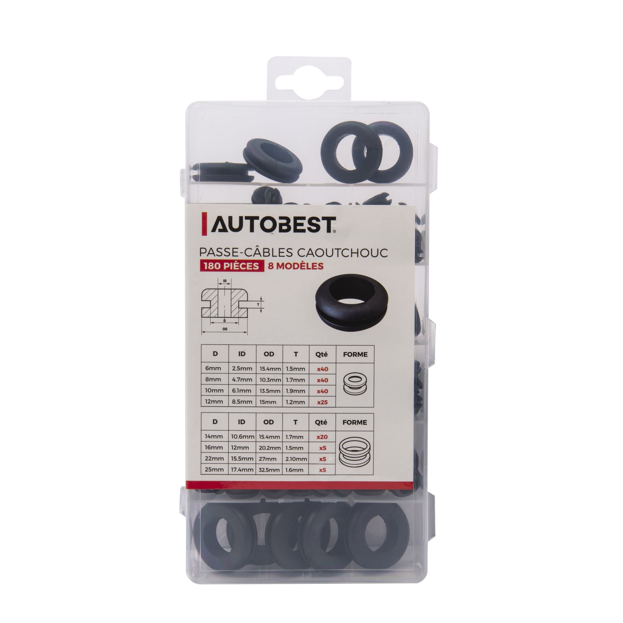 Coffret 180 passe-câble souples 6,30 à 25,4 mm - AUTOBEST - 5
