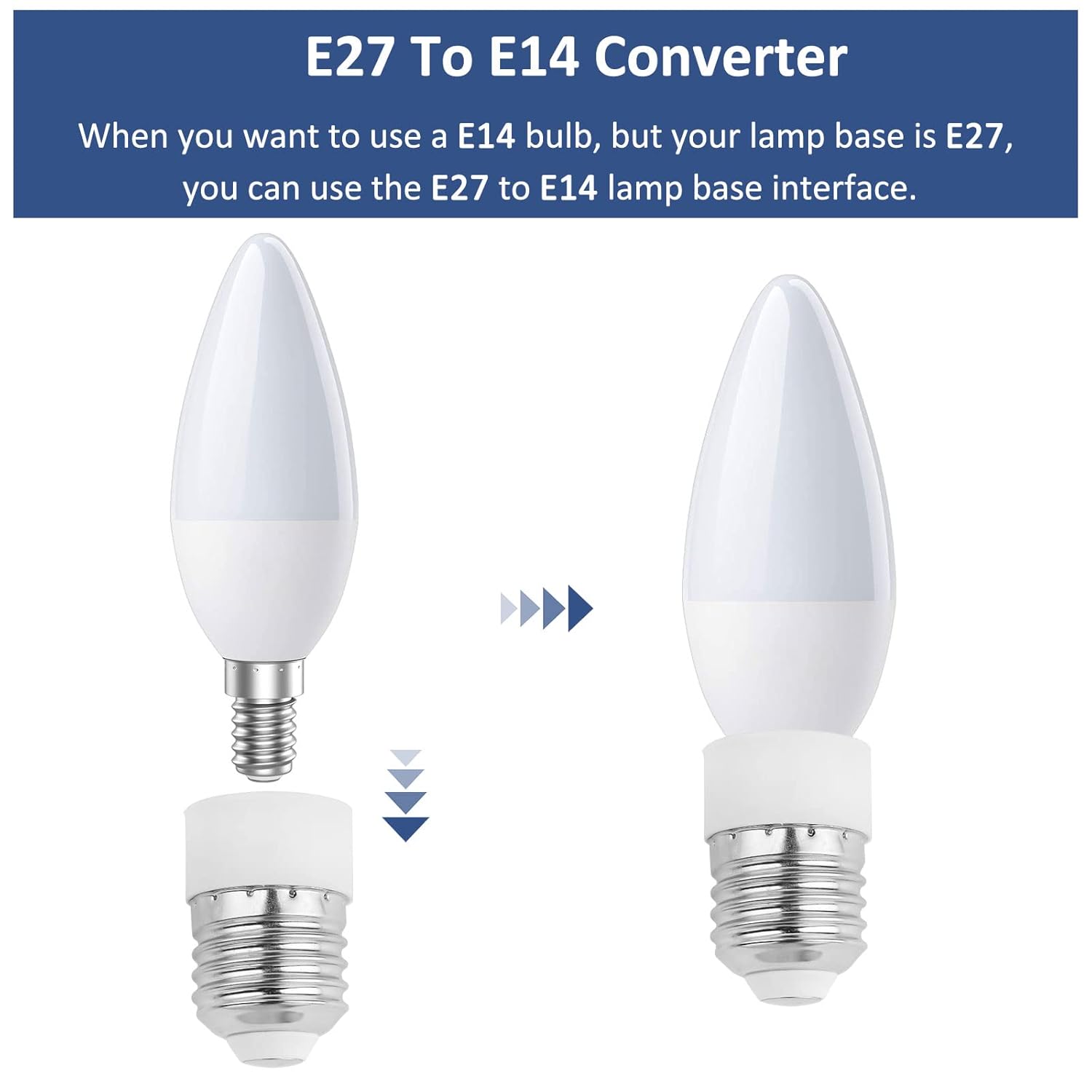 Adapter z gniazda E27 na E14 (2 szt.) - Konwerter gniazda - Kompatybilny z żarówkami LED E14 i żarówkami żarowymi - 3