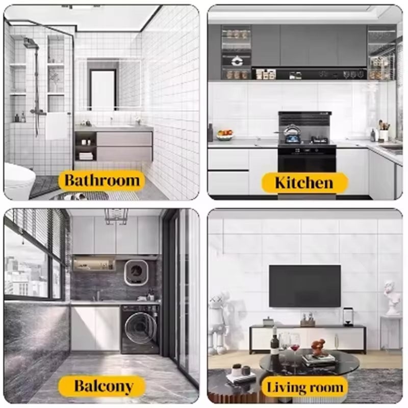Azulejos autoadhesivos de pared con efecto mármol, 3 rollos, 40 cm x 3 m, para decoración de interiores, baños y cocinas. - 9