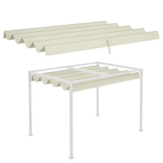 Toiture de remplacement pour pavillon de jardin de 2,85 x 2 m, extensible, montage facile, polyester, blanc crème