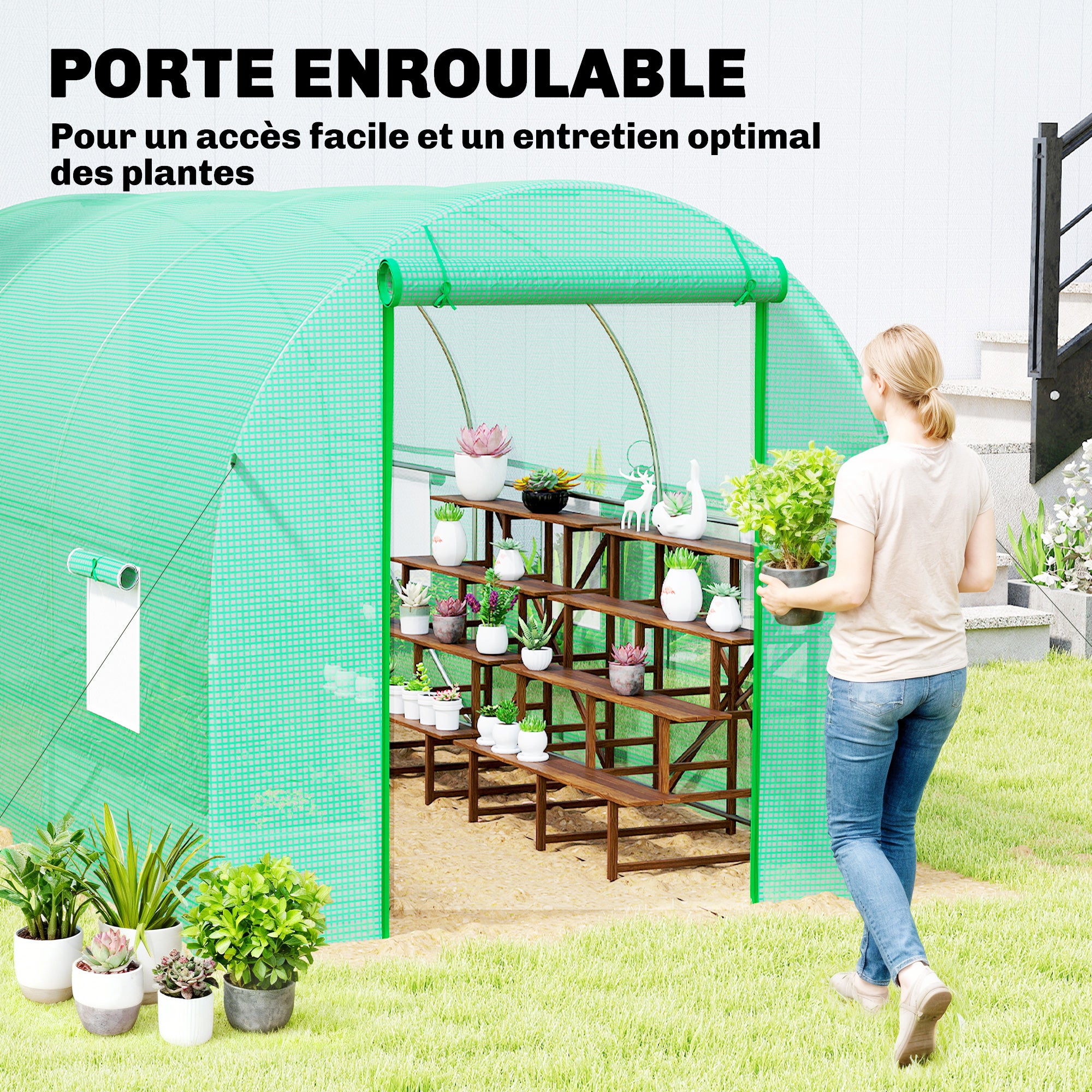 Serre tunnel de jardin PE Outsunny - 4