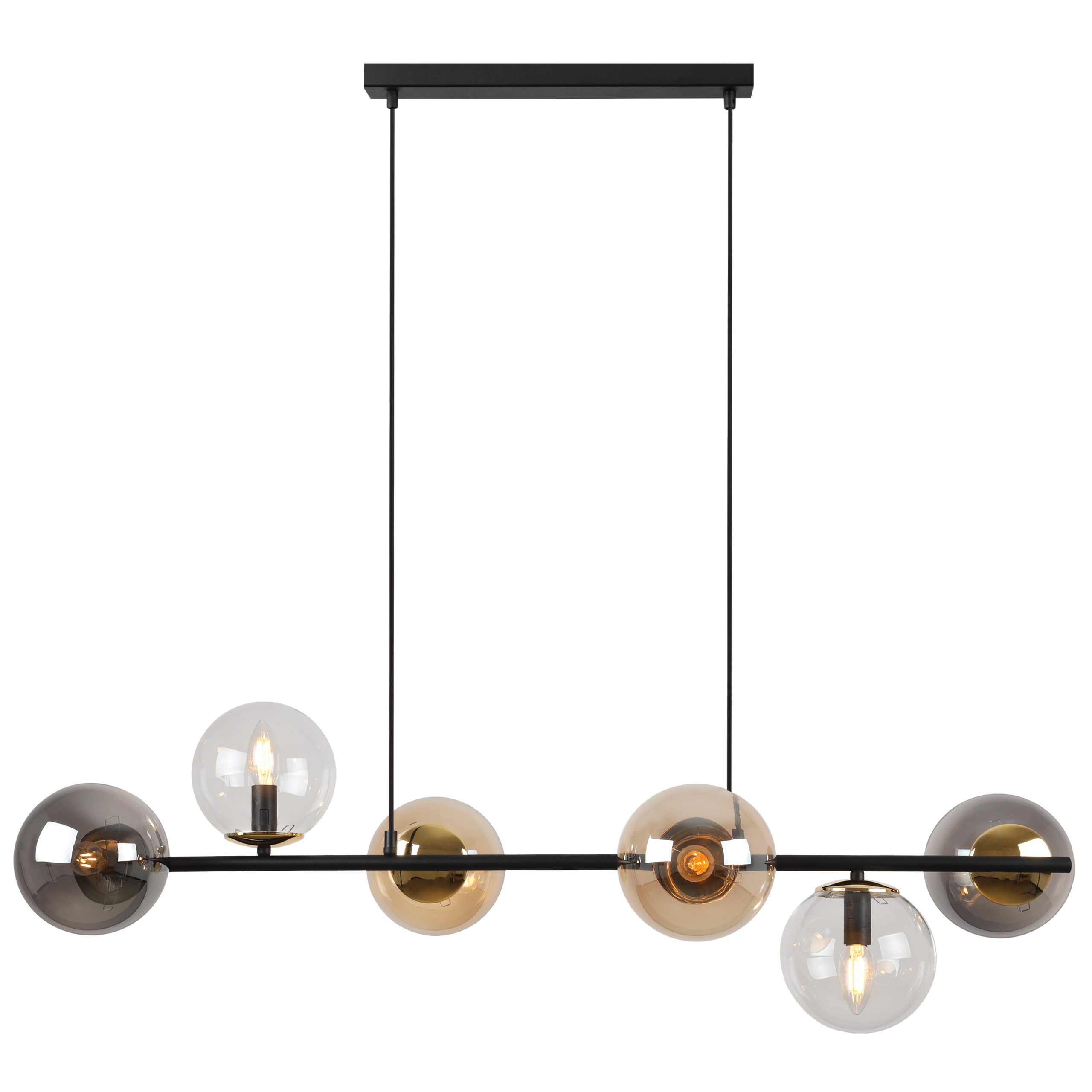Lampa sufitowa wisząca Siena czarna modern 6xE14 klosz kula mieszany/złoty Light Home LH - 2