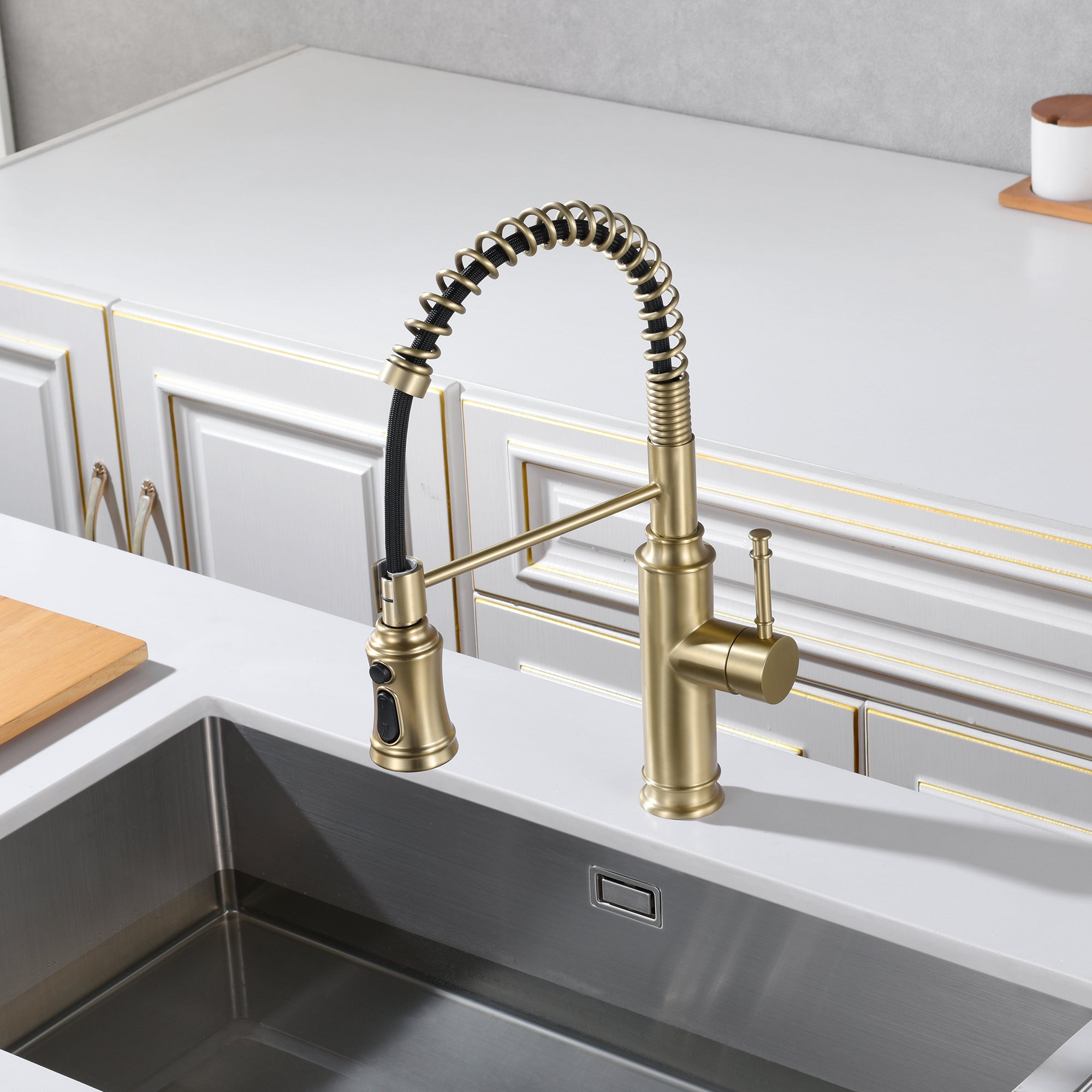 360° pull-out Mitigeur de douche de cuisine en nickel brossé