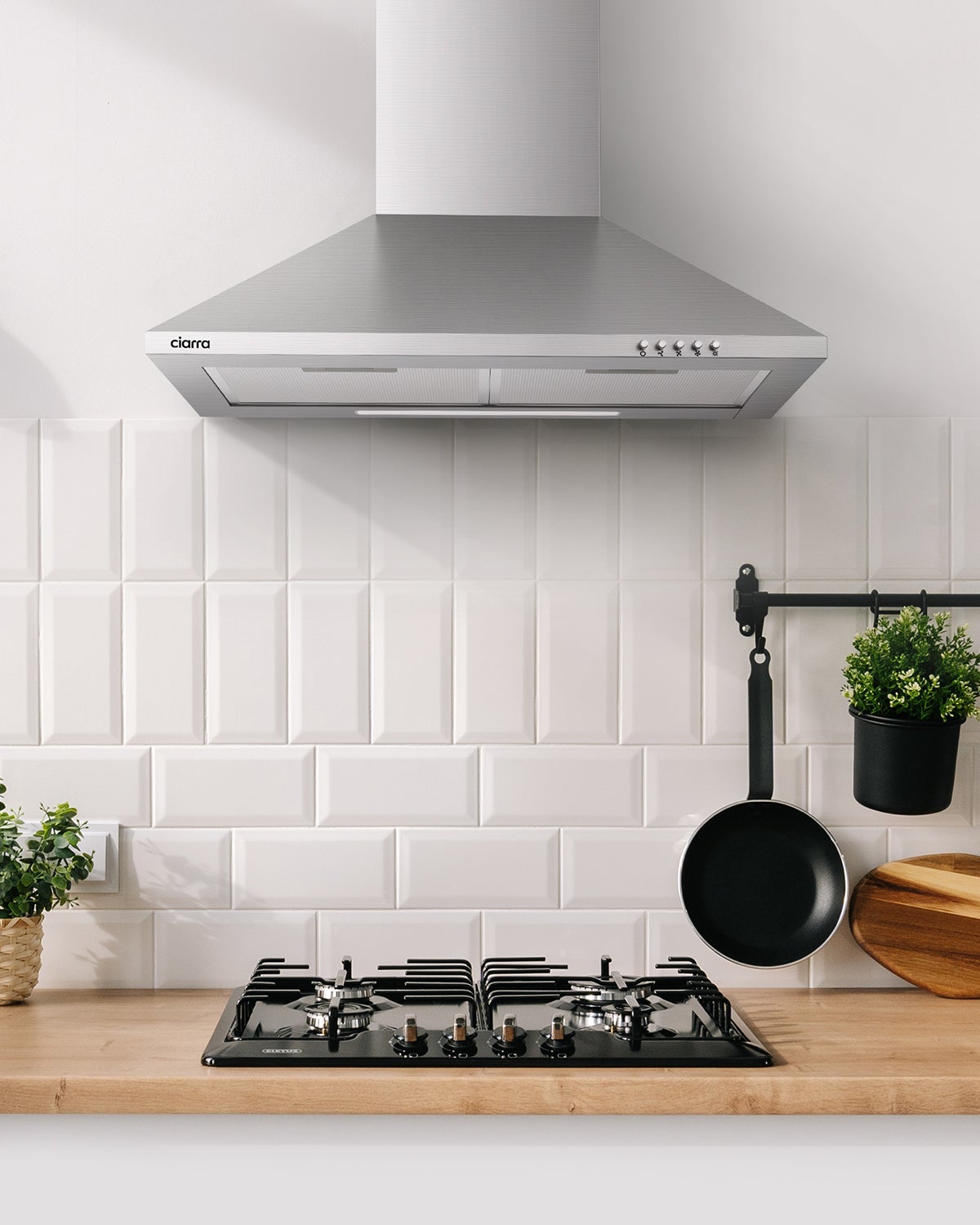 CIARRA Hotte Murale 60cm 370m3/h Classe A++ Recyclage Ou Evacuation 3 Vitesses Inox 201SS60 - 6