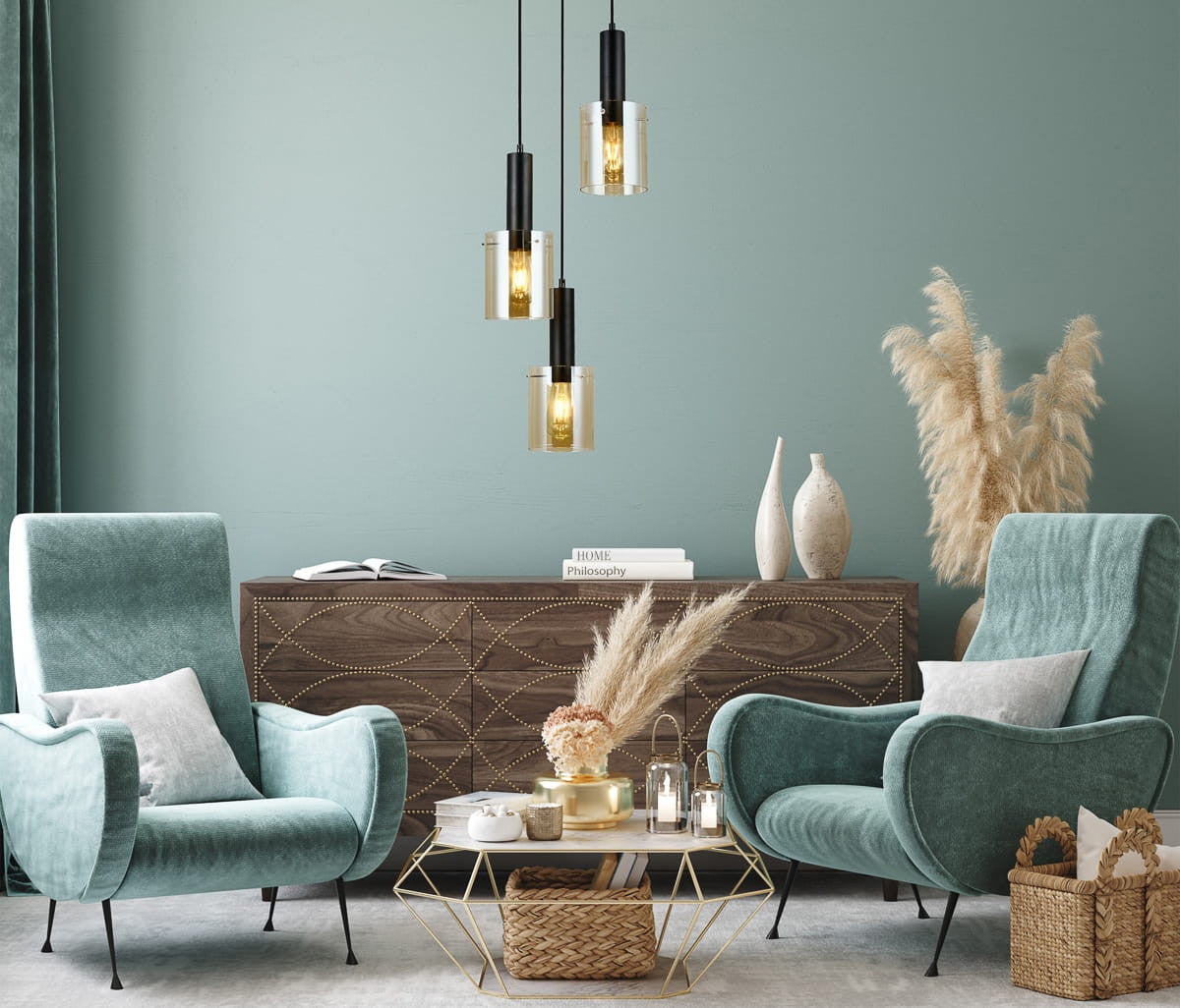 Suspension moderne Sardo Noire en verre - 2