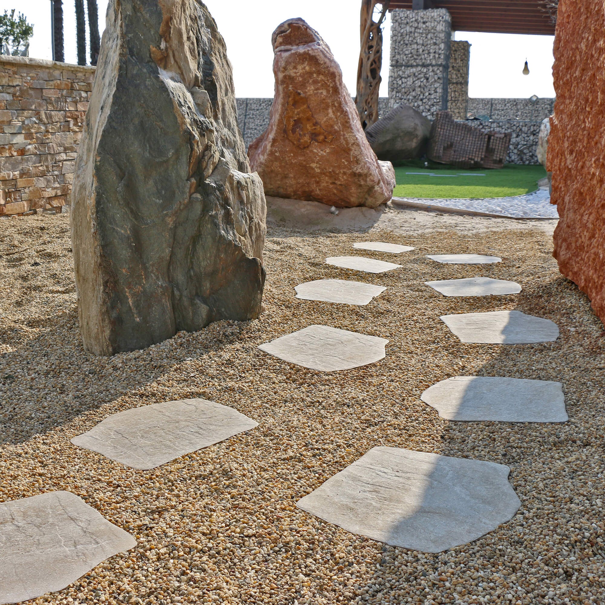 Pas japonais Grès Cérame effet Pierre Beige L.42 x l.36 x Ep.2 cm (Lot de 5) - RO'MA Nature - 6