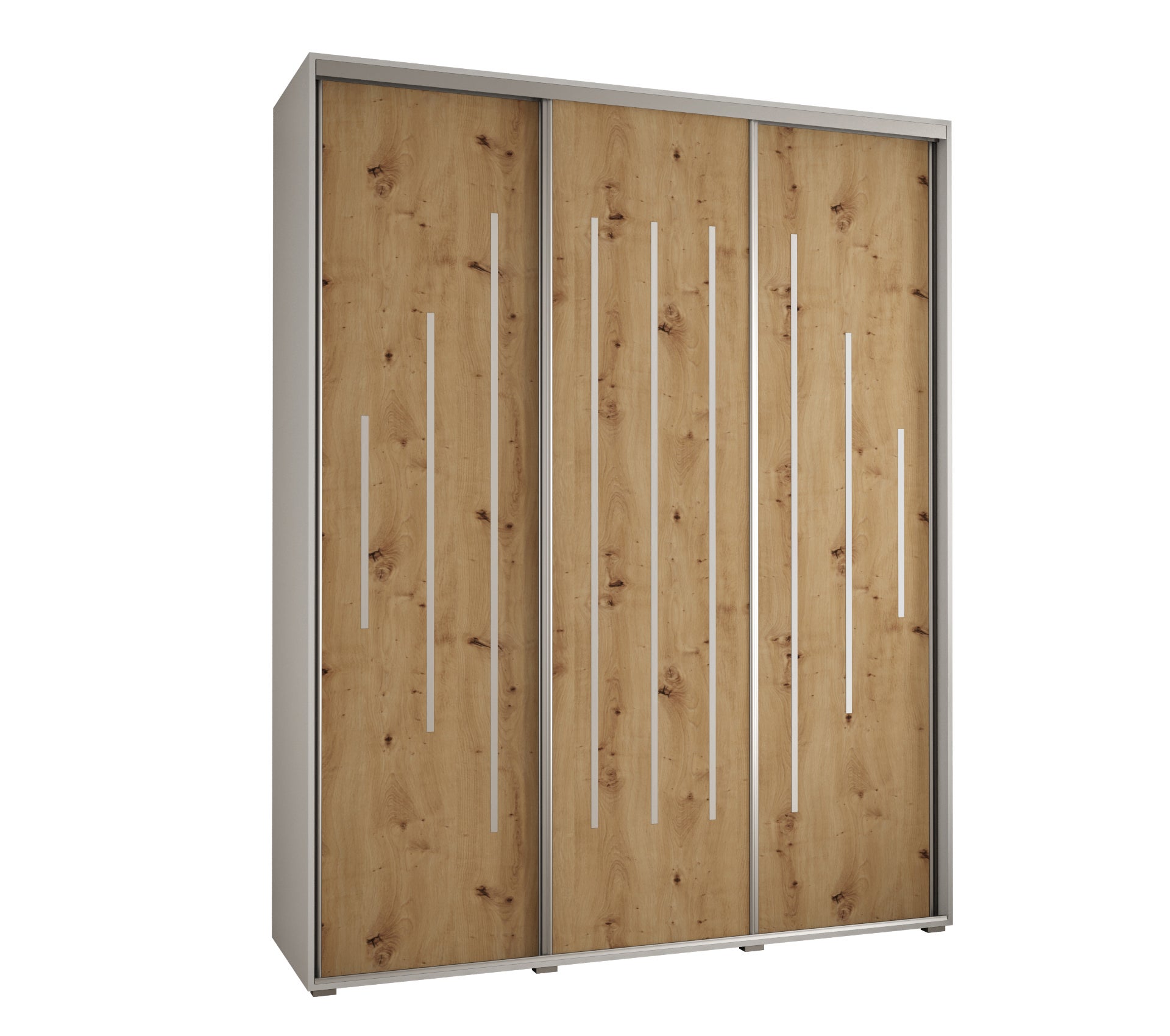 Szafa przesuwna wysoka Davos 12 200 x 60 x 235,2 cm biały + artisan + u. srebrny - Abiks Meble