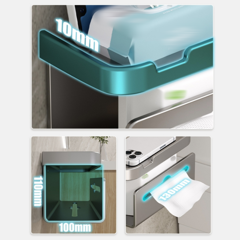 Uchwyt na papier toaletowy do łazienki, uchwyt na rolkę papieru, dozownik papieru toaletowego, bez wiercenia, półka, 17*10.2*12cm - Szary - 3