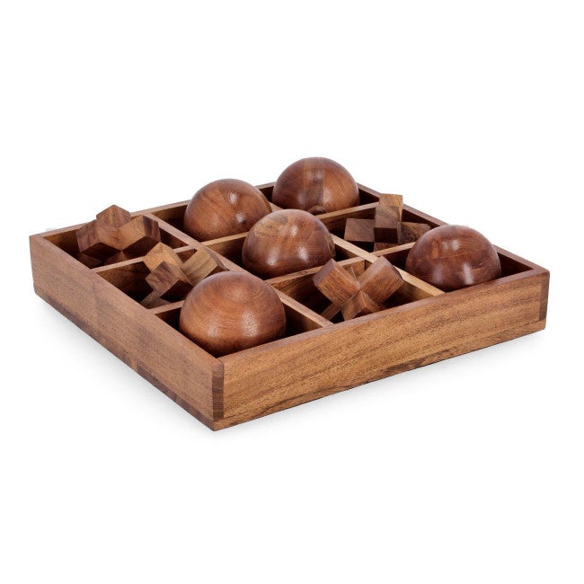 Dekoracja świąteczna "Tris Fortune" z drewna akacjowego 28,5x28,5
