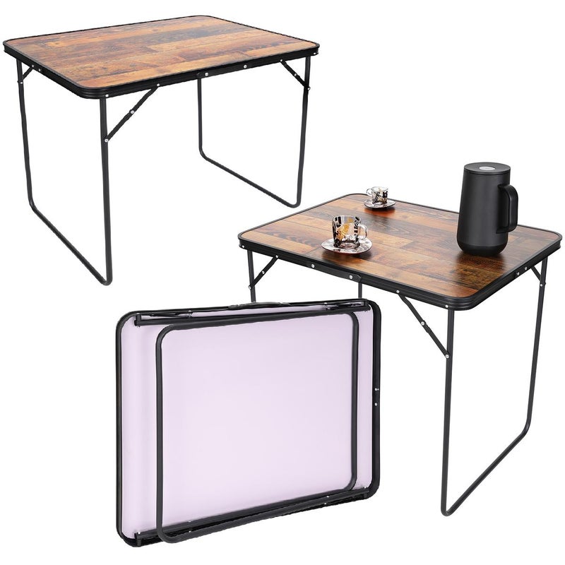 Stolik turystyczny kempingowy składany w walizkę 80x60x70 cm imitacja drewna