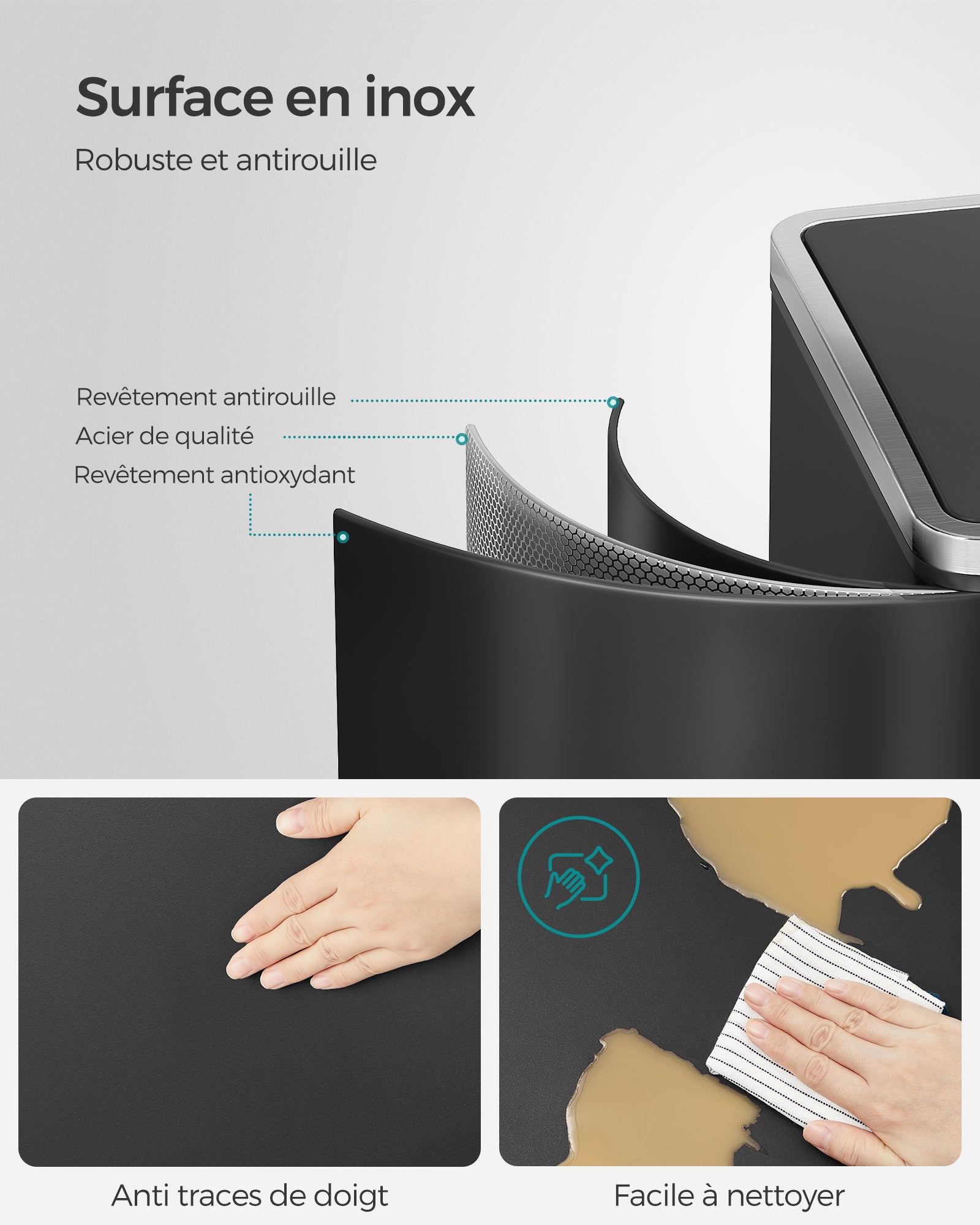 Poubelle Cuisine Tri Sélectif 2 X 30l, 2 Seaux En Plasatique, Avec 15 Sacs Poubelles, Noir - 4