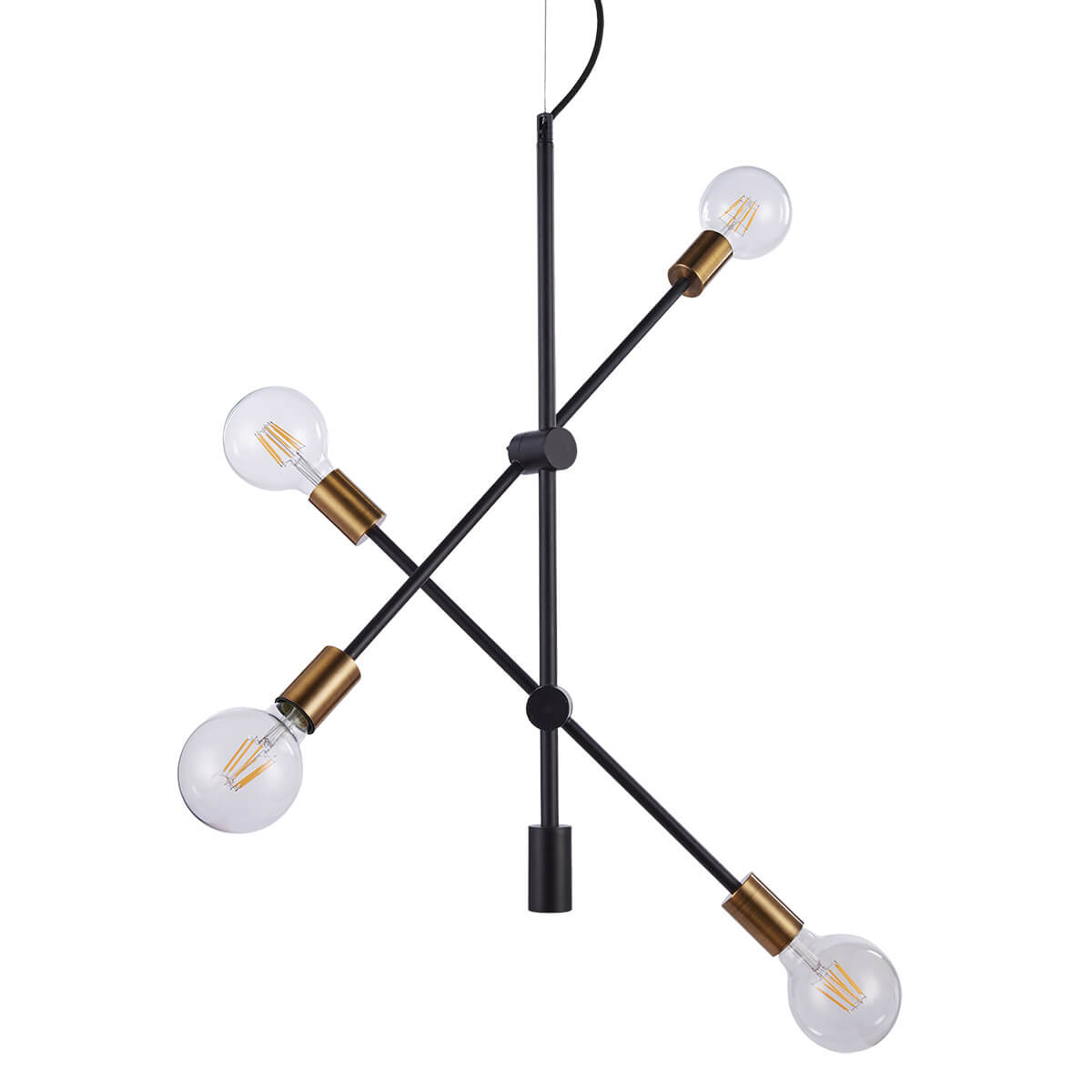 Suspension industrielle et rétro Edmond Noir mat, doré - 4