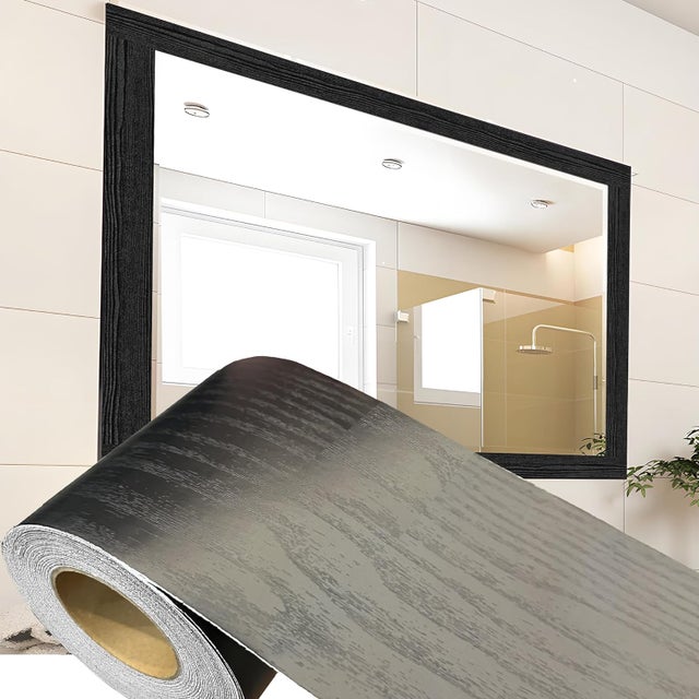 10 x 0,1 m Cenefa autoadhesiva removible de PVC impermeable para papel pintado, textura de madera negra