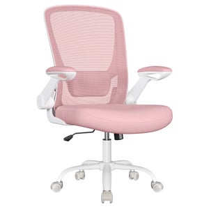 Sedia Ufficio Girevole Schienale Ergonomico Altezza Regolabile con Ruote Rosa