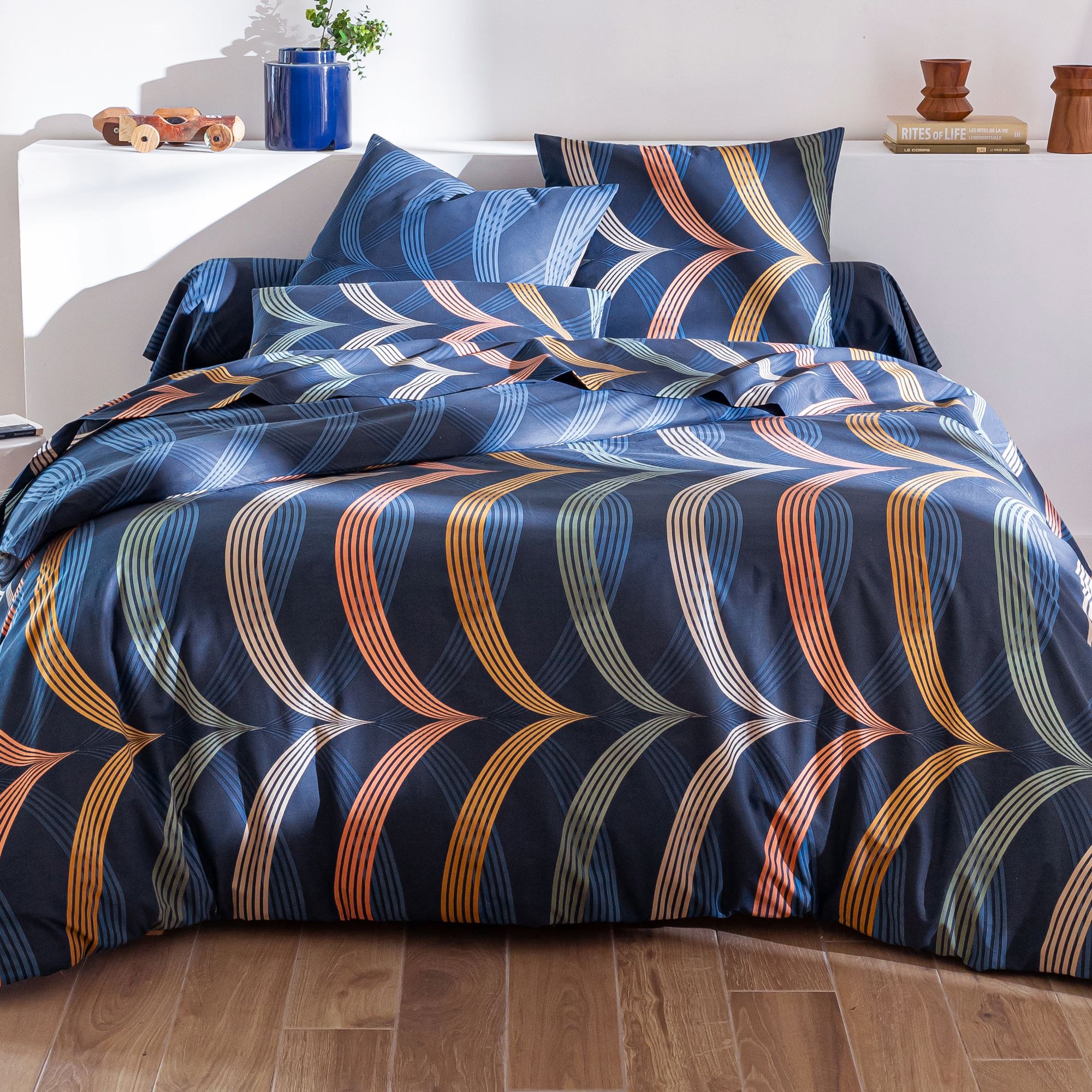 Housse de couette SPORTY CHIC 260x240 bleu marine en coton | Leroy Merlin
