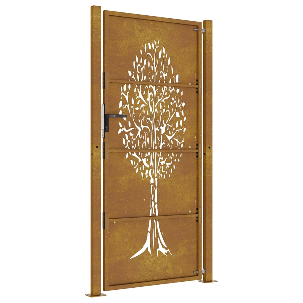 Portail de jardin 105x180 cm acier corten conception de l arbre - 9