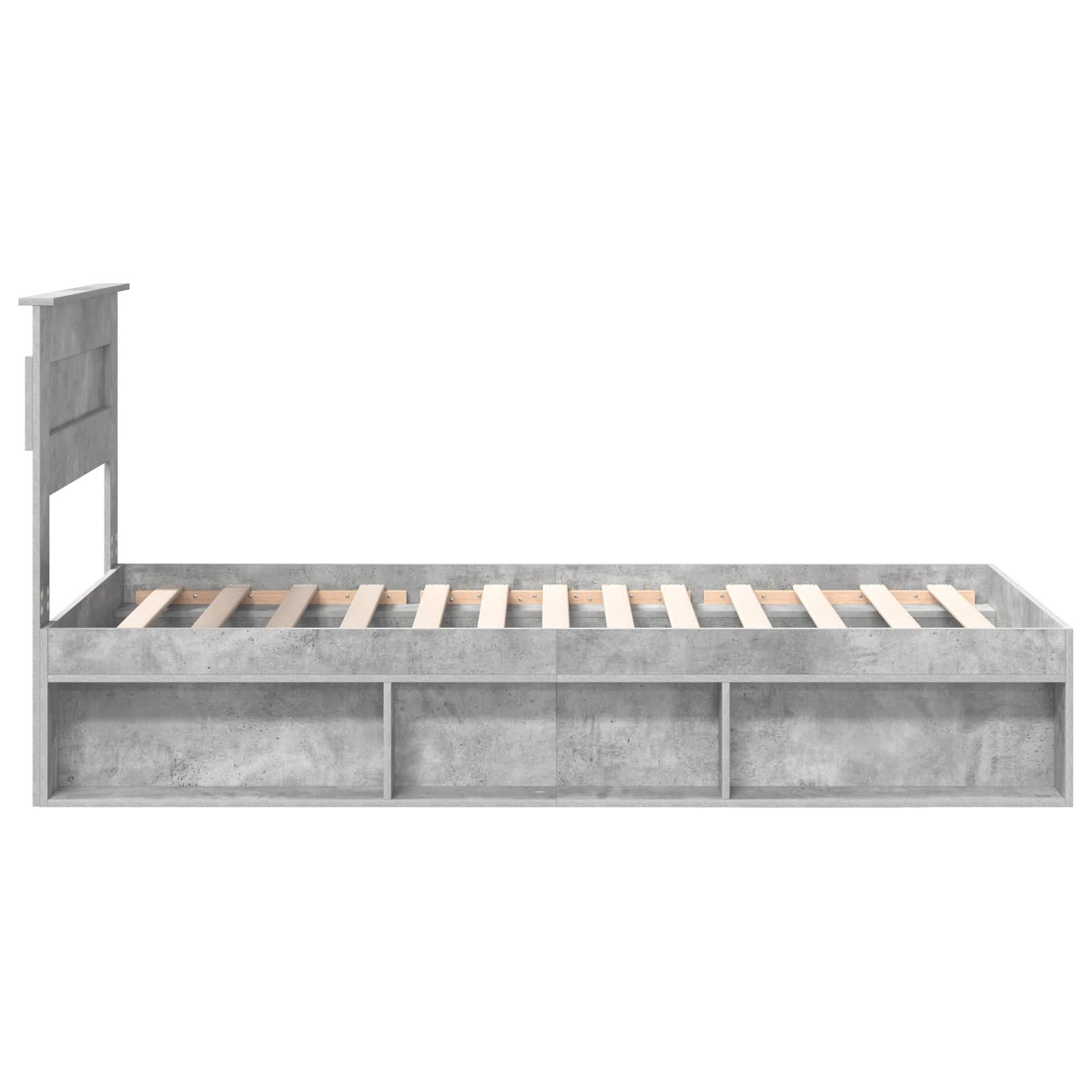 Cadre de lit gris béton 75 x 190 cm, bois de pin massif - 8