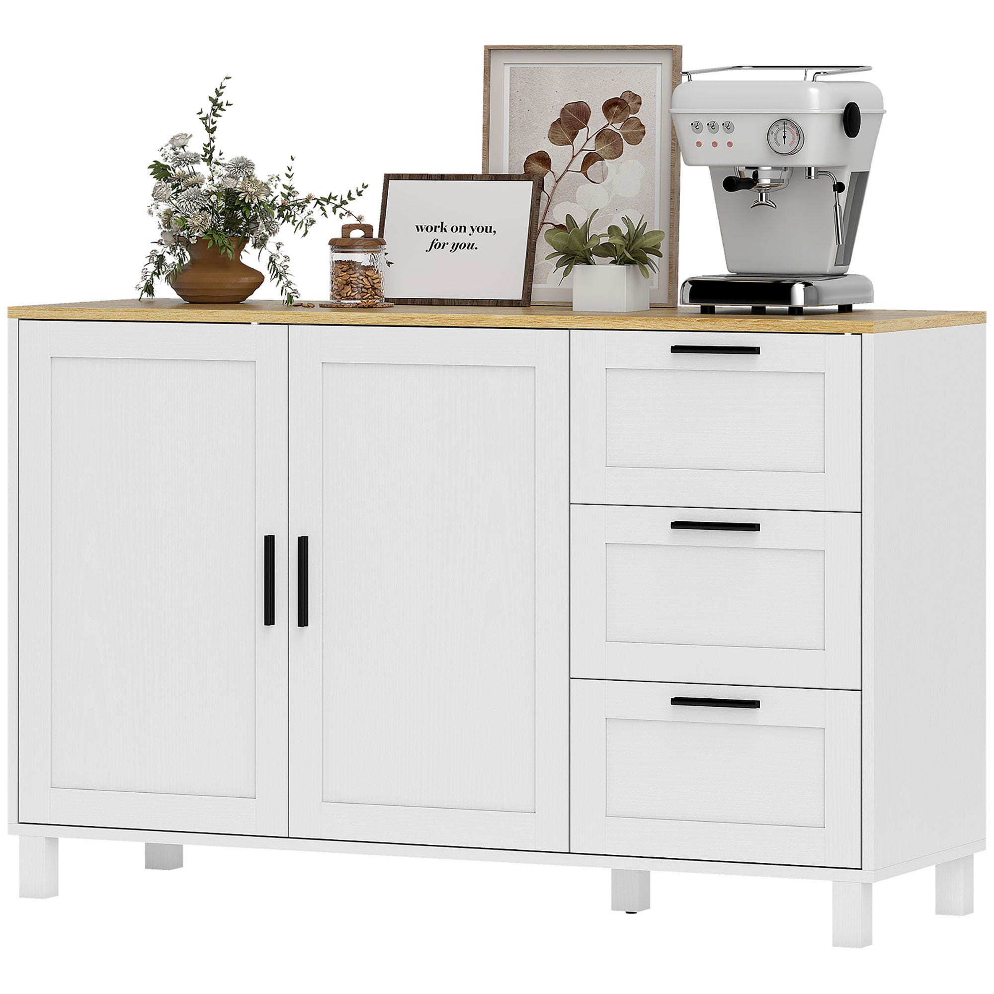 Credenza buffet bianca TemaHome. Mobile Tv in legno rovere con 3 ante laccate bianco, ideale in cucina e sala da pranzo. Misure 81x190x45 cm Credenza buffet bianca TemaHome. Mobile Tv in legno rovere con 3 ante laccate bianco, ideale in cucina e sala da pranzo. Misure 81x190x45 cm