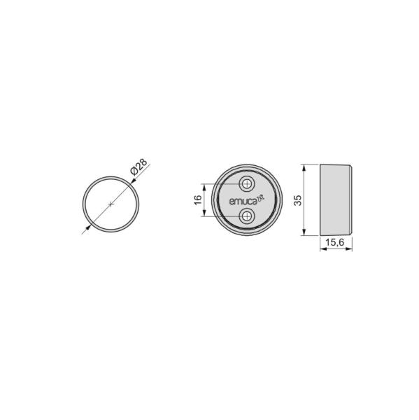 Emuca Kit tube de penderie circulaire Ø28, 0,75 m, Peint en noir, Aluminium et Zamak, 1 ut. - 3