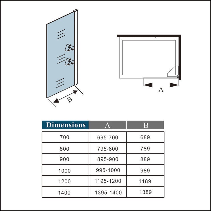 Aica Paroi De Douche 90x190cm Paroi De Douche À L'italienne Avec Une Barre De fixation extensible en cylindrique - 5