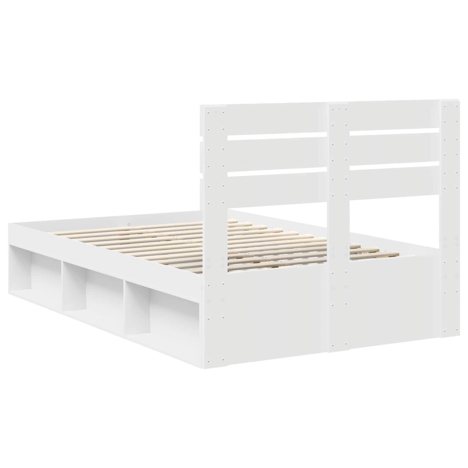 Cadre de lit avec tête de lit blanc 120 x 190 cm en pin massif - 9
