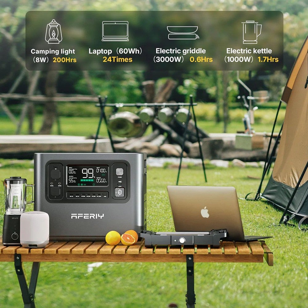 Centrale électrique portable AFERIY P210 - AC 2400W - batterie LiFePO4 2048Wh - entrée solaire de 500&nbsp;W et contrôle par application - 5