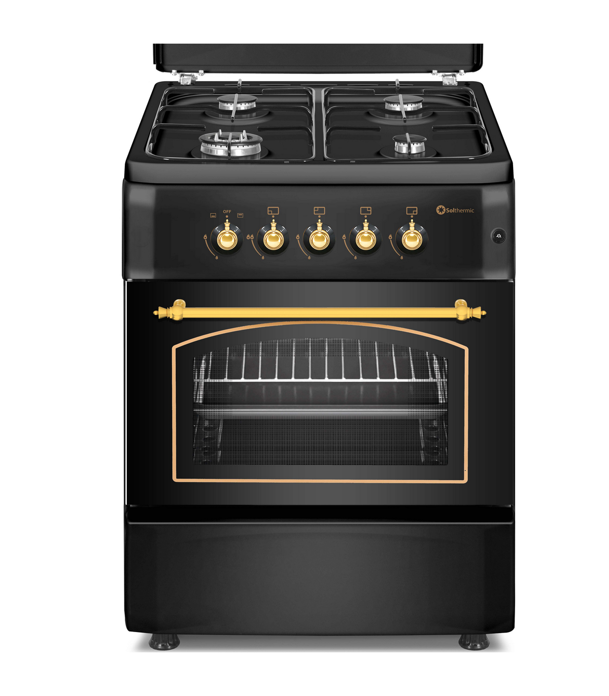 Solthermic Negra Cocina Gas F6s40g2rb 4 Fuegos 60X60cm - Imagen 2
