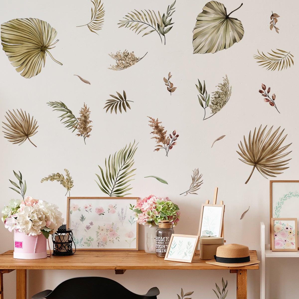 Sticker mural grande plante fleur fond mur style nordique sticker mural ...