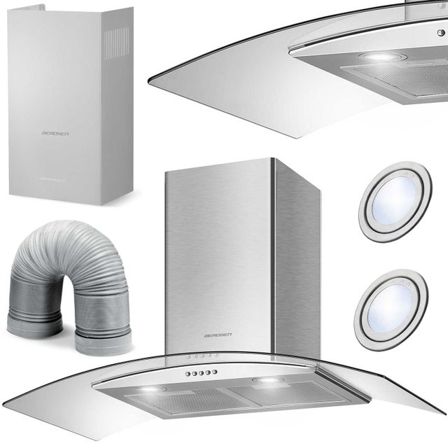 Okap kuchenny 90cm kominowy BT-223 +rura Led Berdsen