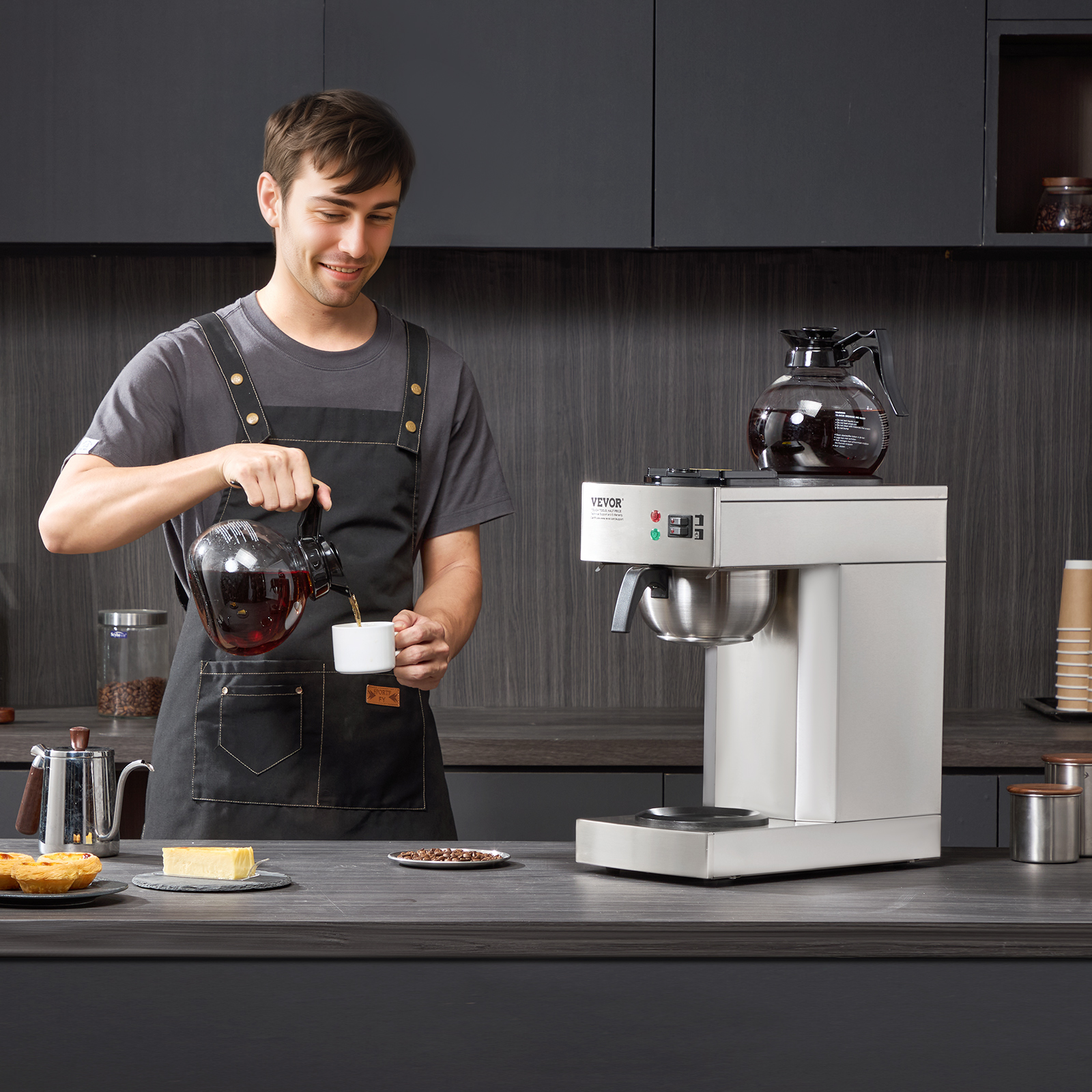 Komercyjny ekspres do kawy z filtrem Ekspres do kawy z 2 szklanymi karafkami VEVOR - 8