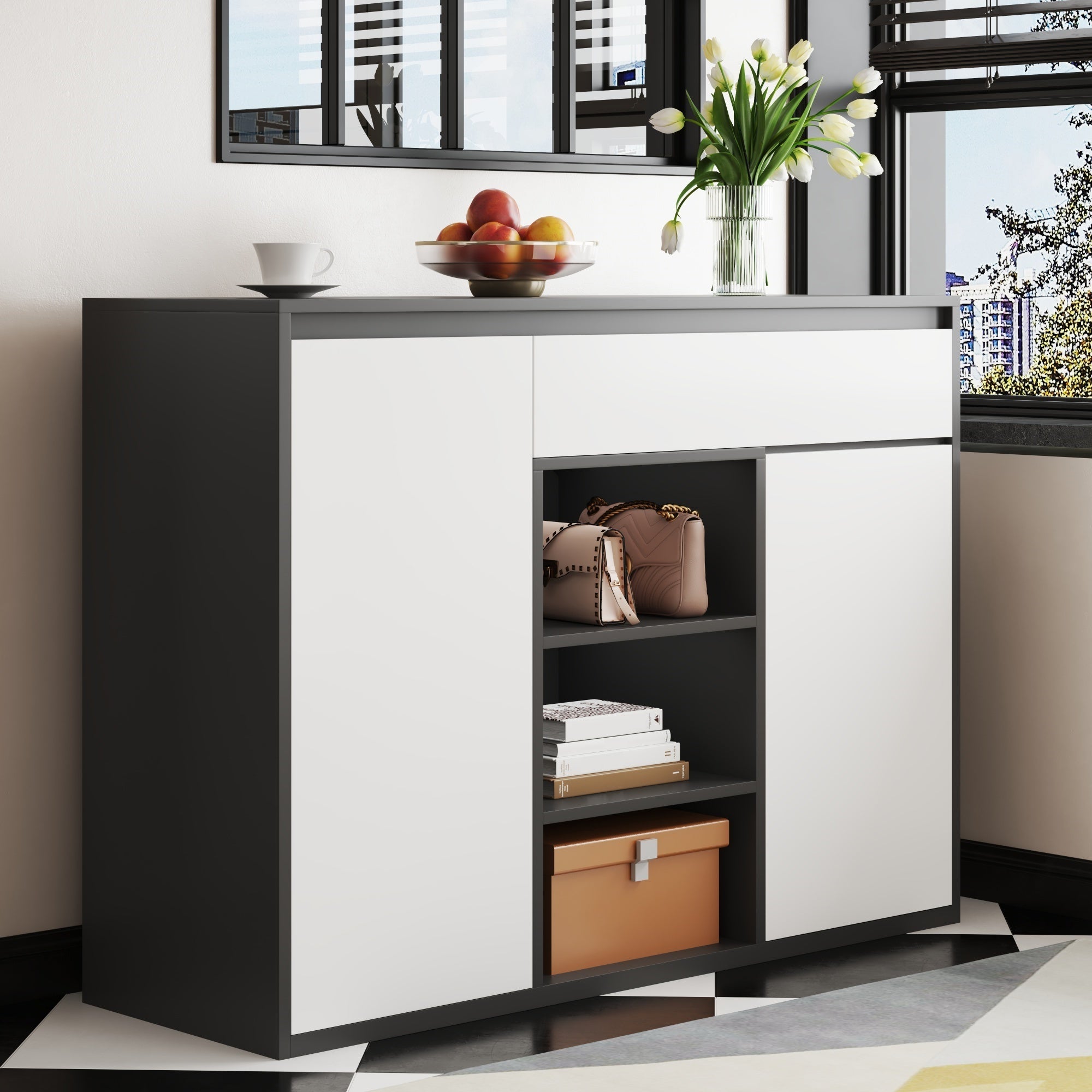 Meuble à Chaussures Étroît 2 Portes Rotin 80 X 24 X 102 Cm - Rangement 20-28 Paires, Style Élégant