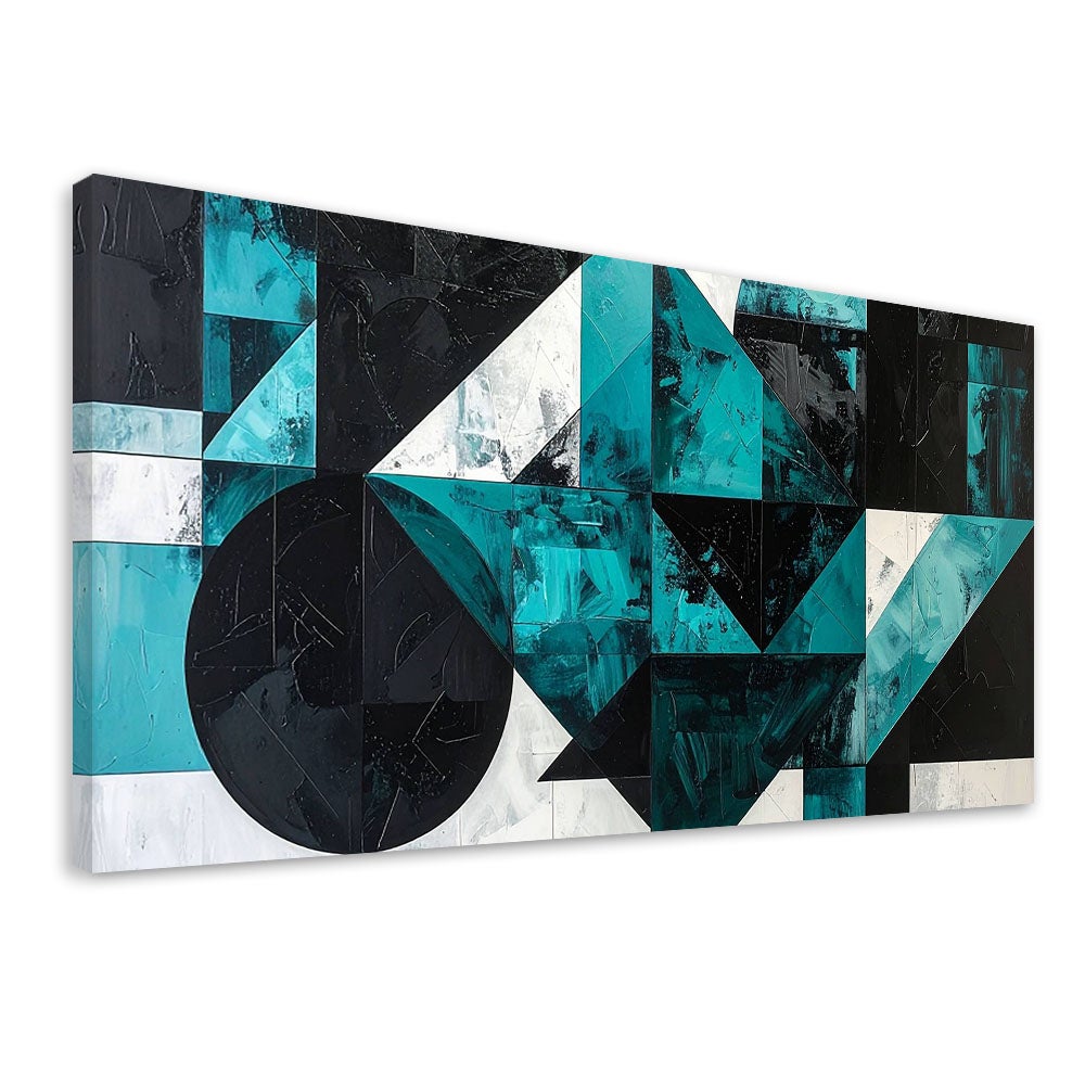 Obraz do salonu biura, Geometryczna abstrakcja turkusowy 100x50