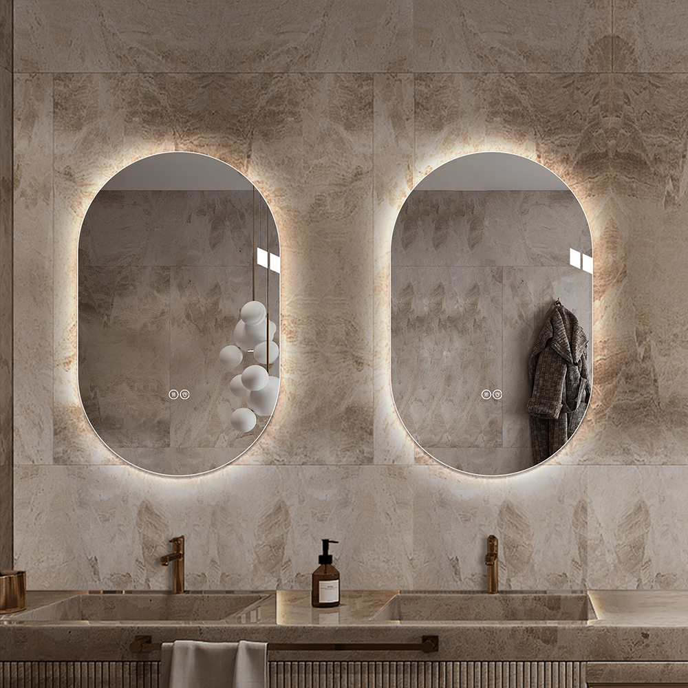 Miroir de Salle de Bain LED 50x80 cm Ovale Sans Cadre avec Éclairage, Anti-Buée 3 Mode Couleur - 2