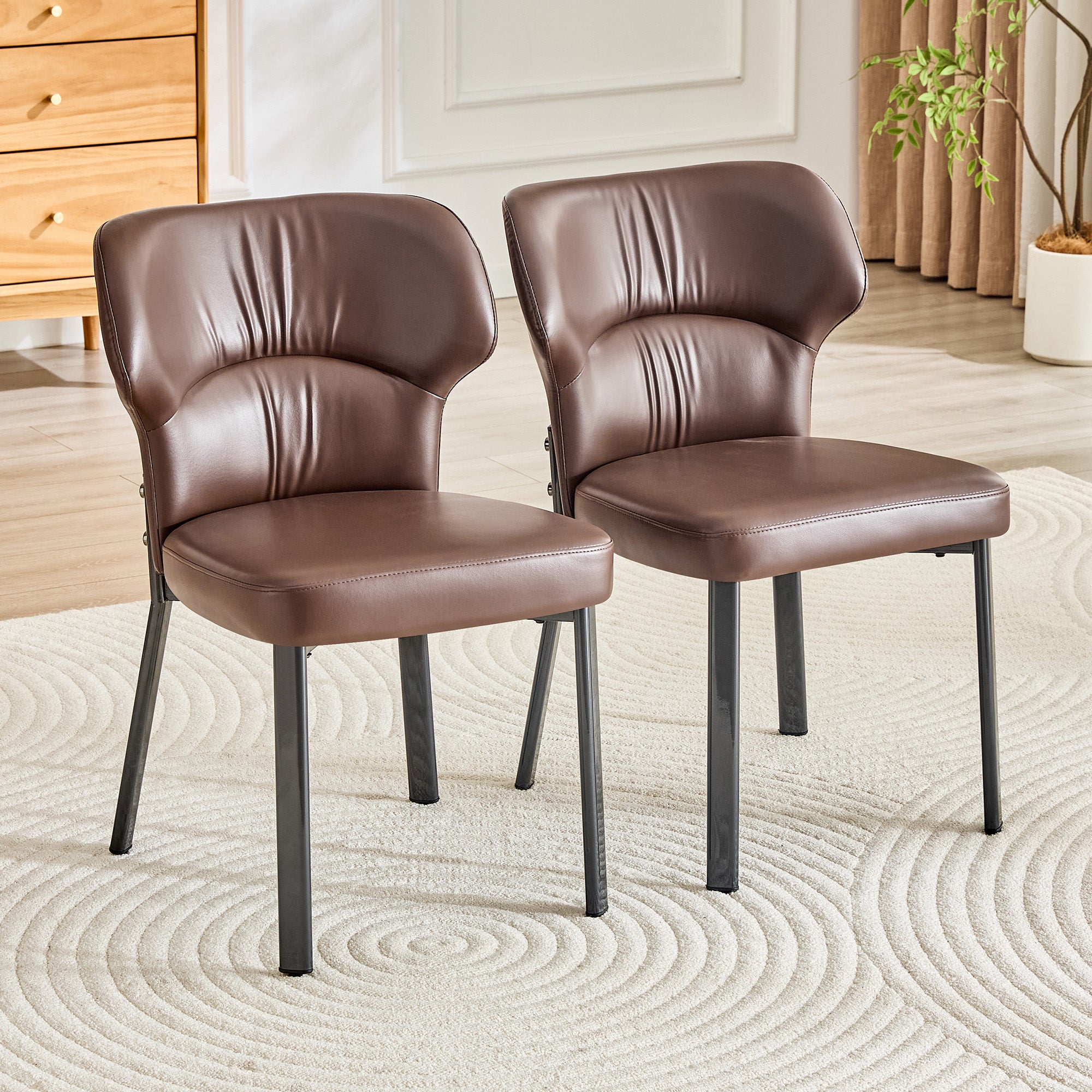 Ensemble de 2 chaises de salle à manger en cuir PU, assise rembourrée ...