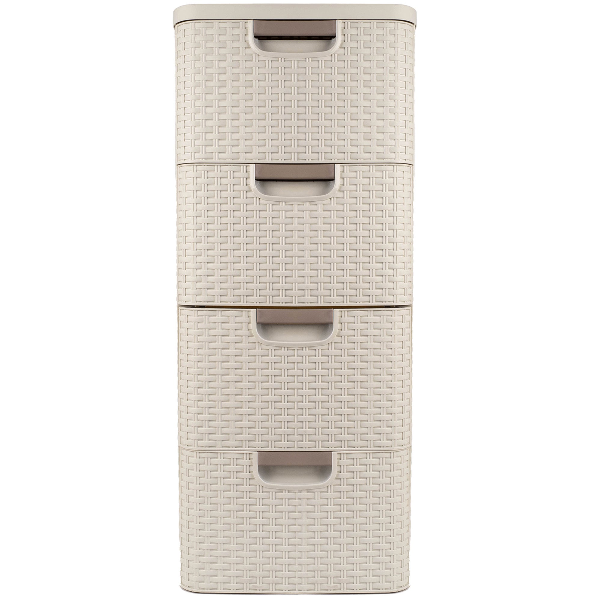 CURVER REGAŁ Z 4 SZUFLADAMI SZAFKA KOMODA ŁAZIENKOWY RATTAN KREMOWY 4x14L