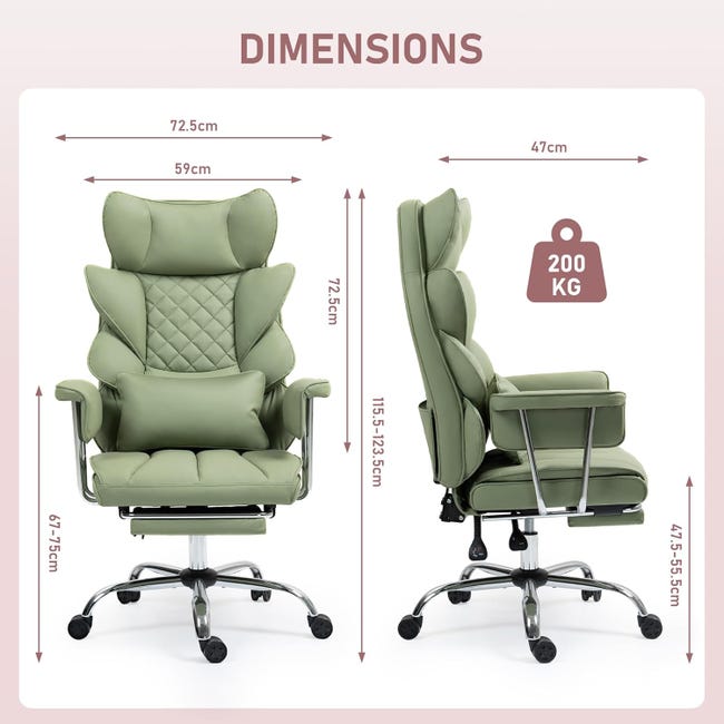 LONXIU Sedia da Ufficio con Poggiapiedi - Sedia Ergonomica per Gaming e Dirigenti, con Rotazione a 360°, Schienale Regolabile da 90°-135° e Braccioli Morbidi per il Massimo Comfort (Verde LONXIU Sedia da Ufficio con Poggiapiedi - Sedia Ergonomica per Gaming e Dirigenti, con Rotazione a 360°, Schienale Regolabile da 90°-135° e Braccioli Morbidi per il Massimo Comfort (Verde