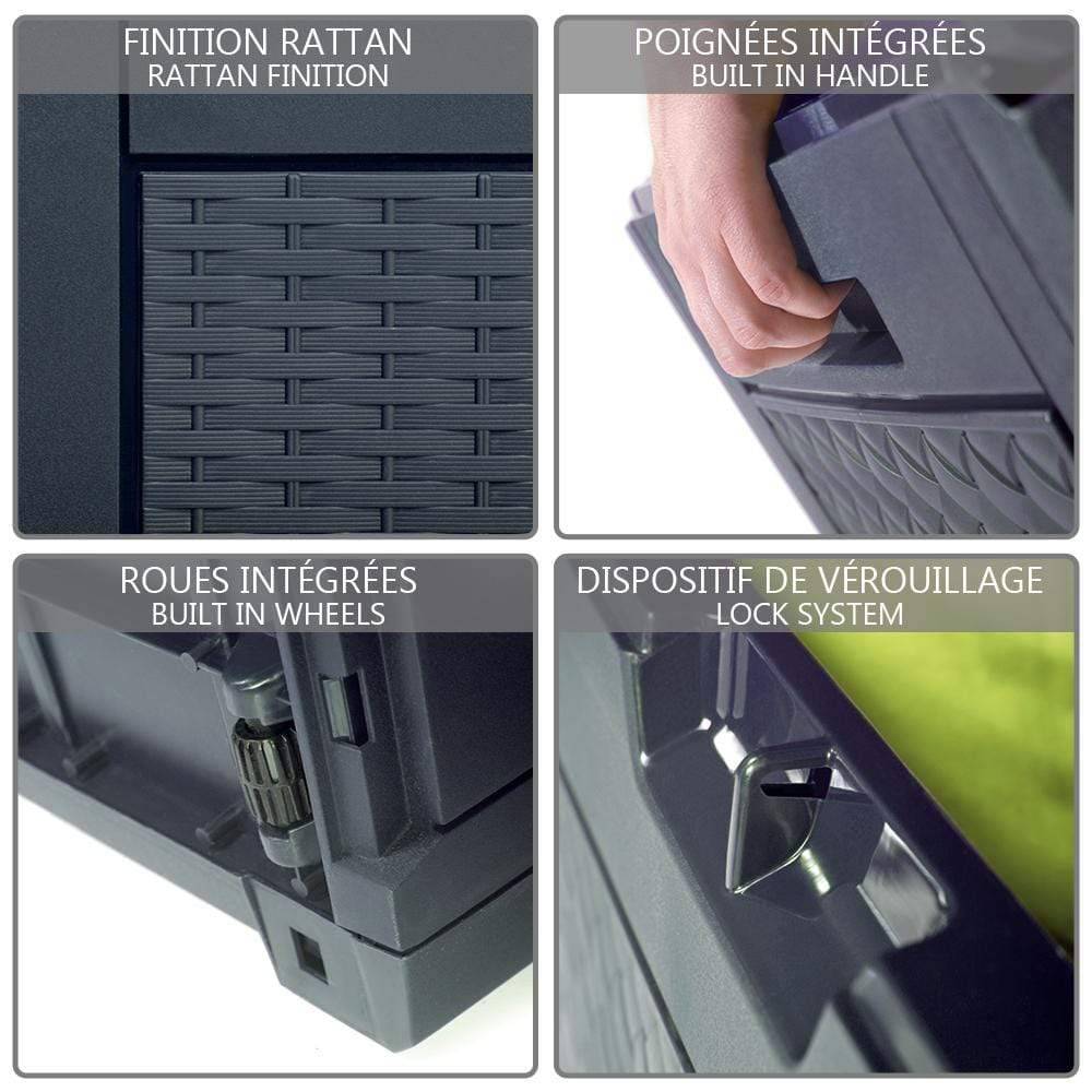 Cassapanca Contenitore da Esterno con Maniglie, 310 L, Antracite - 8