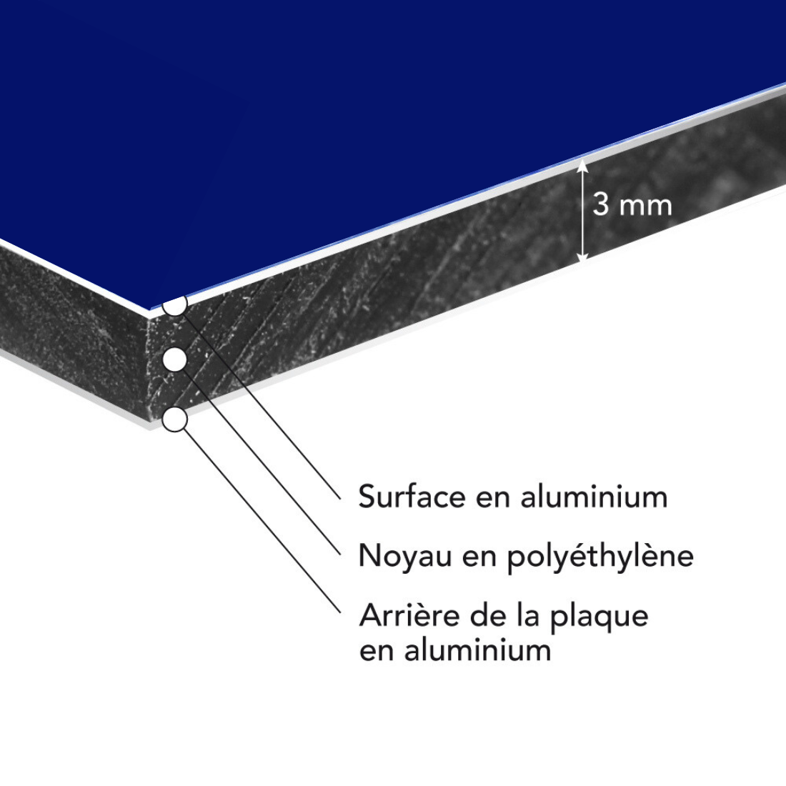 Panneau rond plaque composite aluminium dibond bleu, 400mm (40 cm), Ep.3 mm - 2