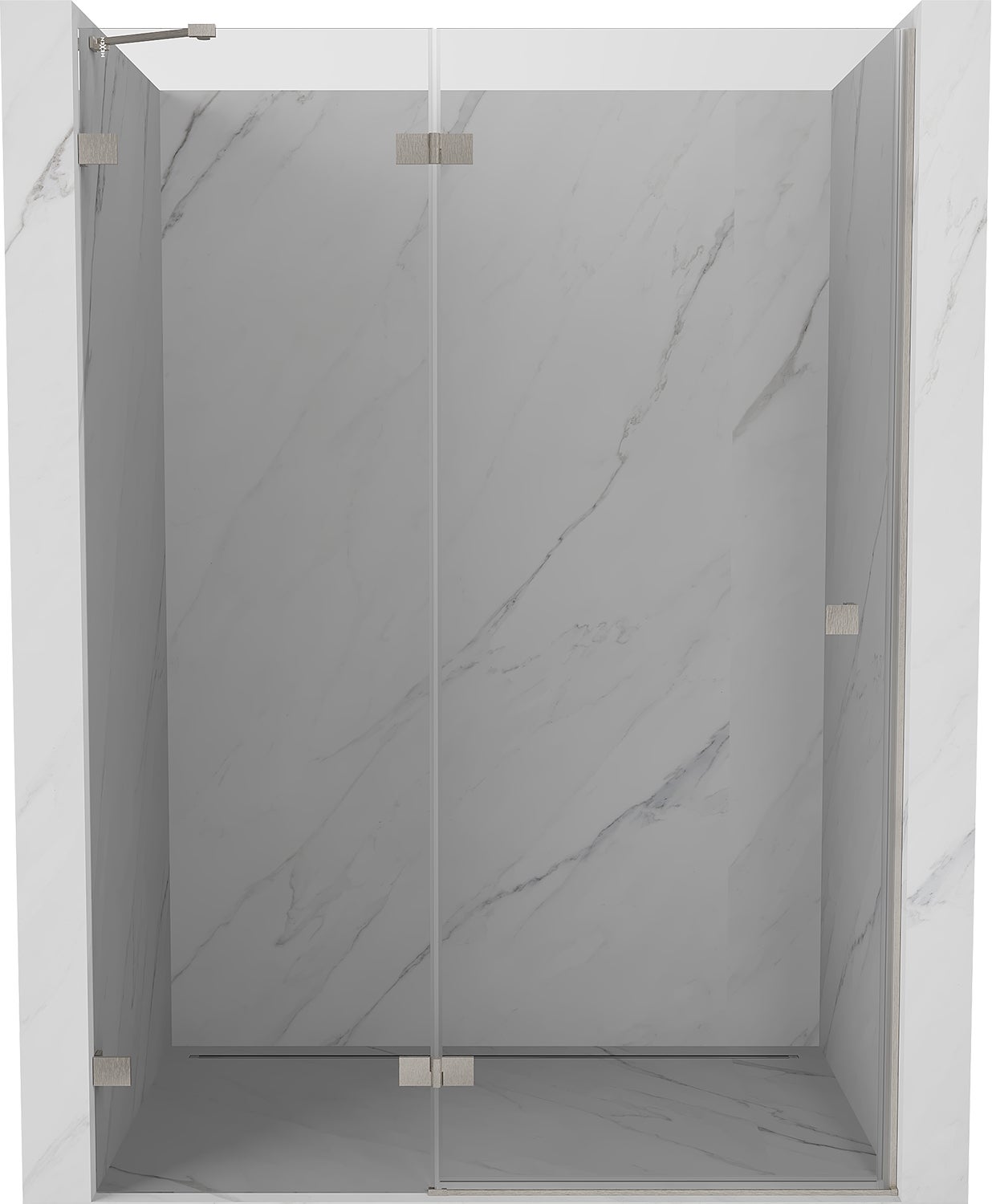 Mexen Lunar drzwi prysznicowe uchylne lewe 130 cm, transparent, nikiel szczotkowany - 834-130-000-97-00-L