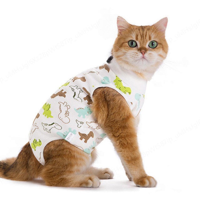 Macacão pós-operatório gato anti-lambidas fácil vestir despir Verde L GENERIQUE