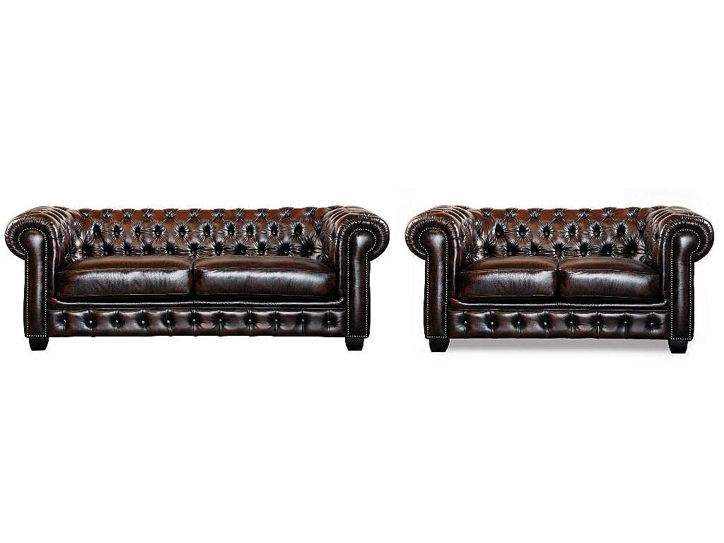 Canapé chesterfield 3 places BRENTON 100% cuir de buffle premium - Caramel vintage - 5