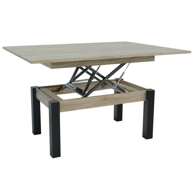 Stolik Kawowy Przekształcalny Księżyc, Płyta Wiórowa, Brązowy, Seven Design