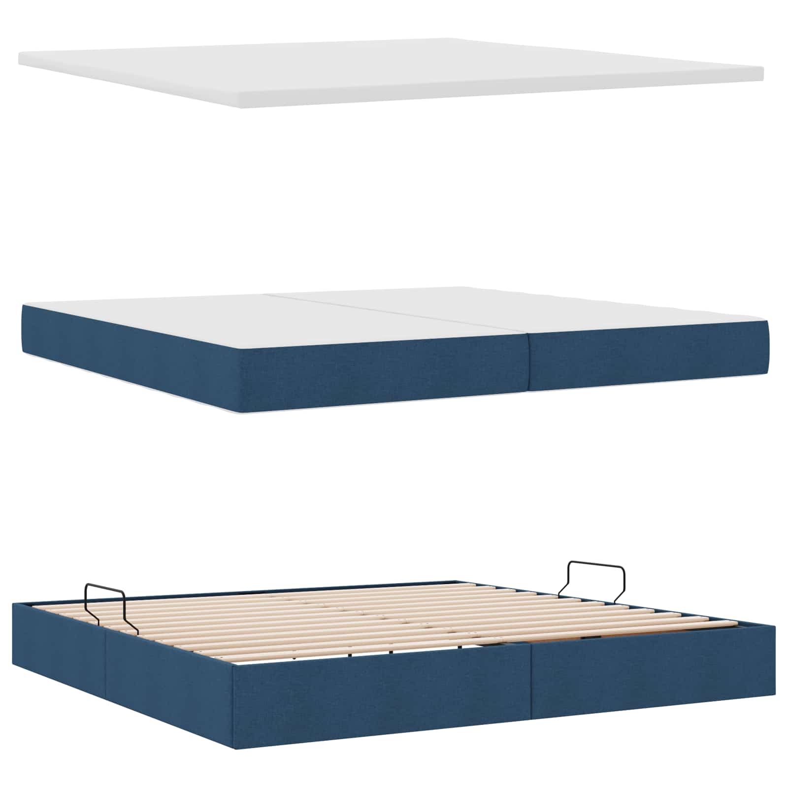 Lit avec rangement et matelas en velours bleu pour la chambre, 200 × 200 cm - 7