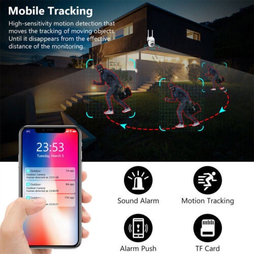 Camera Surveillance WiFi Extérieure, Caméra Étanche,Vision Nocturne en Couleur, Audio Bidirectionnel,Détection de Mouvement 1080P HD - 3