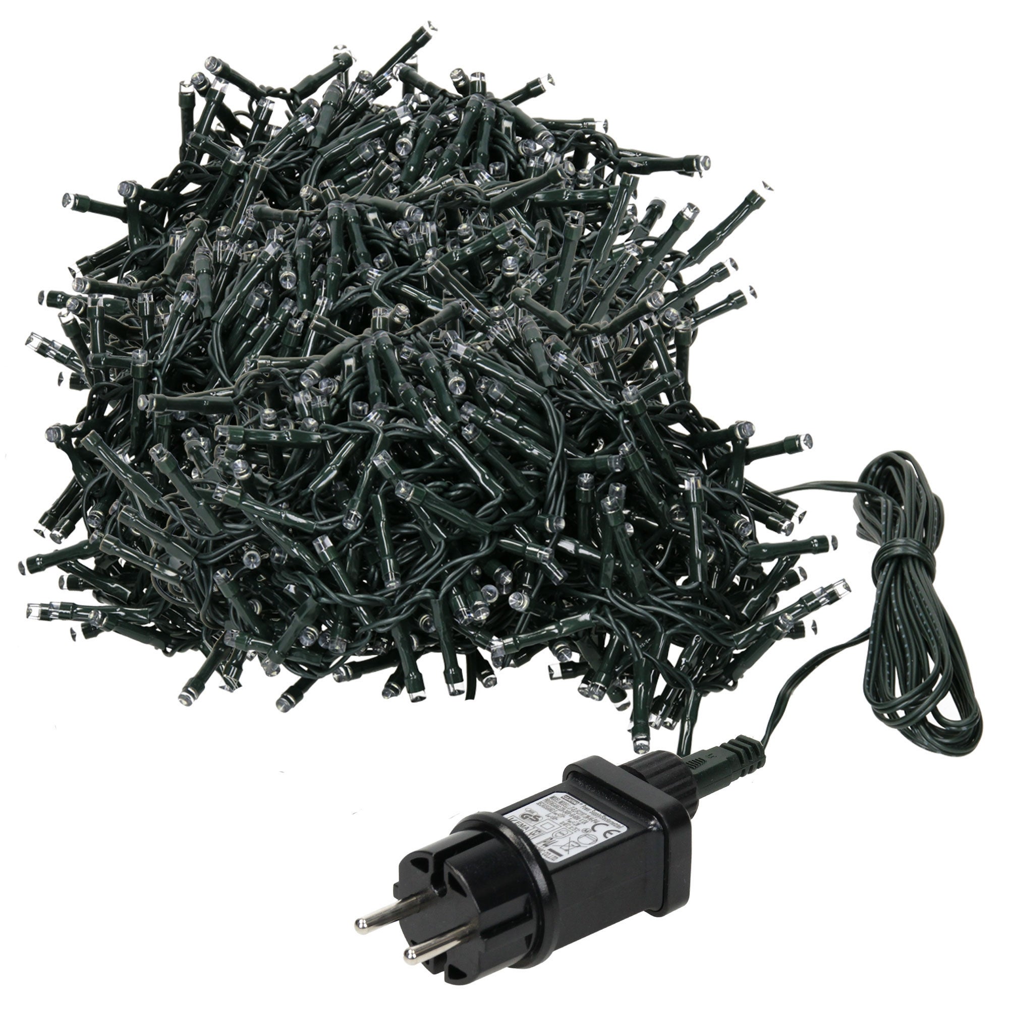 ECD Germany Lancuch swietlny, PVC, kolor swiatla cieply bialy, dlugosc 11m, 560 LED, lampki swiateczne, kabel zasilajacy 3m, IP-44, lancuch swietlny